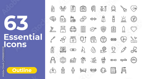 outline health and medical icons set - veterinary, dumbbells, chest expander. editable vector for web and mobile ui