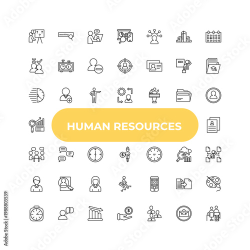 outline human resources icons set - urgent, dialogue, application. editable vector for web and mobile ui