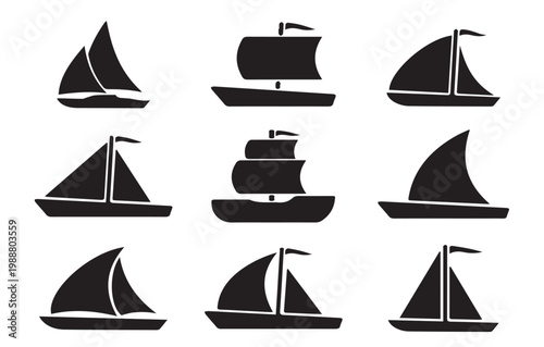 set of sailing ships vector