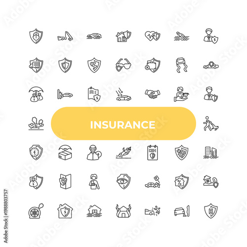 outline insurance icons set - investment insurance, delivery insurance, parking crash. editable vector for web and mobile ui