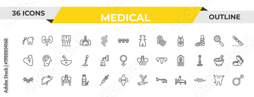 outline medical icons set - nutrionist, anesthesia, p. editable vector for web and mobile ui