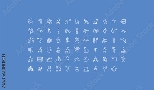 outline people icons set - steal, hairy, business partnership. editable vector for web and mobile ui