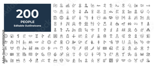 outline people icons set - getting dressed, woman profile, bast. editable vector for web and mobile ui