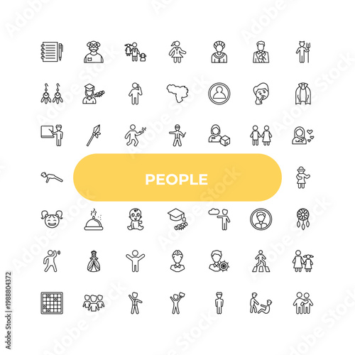 outline people icons set - school teacher, serve, layer working. editable vector for web and mobile ui
