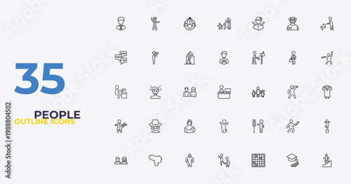 outline people icons set - pulmonary, traffic hand, walking downstairs. editable vector for web and mobile ui