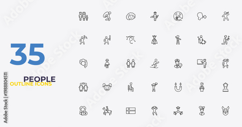 outline people icons set - emperor, electromagnet, devil mask. editable vector for web and mobile ui