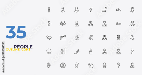outline people icons set - networking connection, dutch, bussiness man. editable vector for web and mobile ui