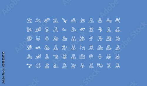 outline professions icons set - hr specialist, surgeon, artist. editable vector for web and mobile ui