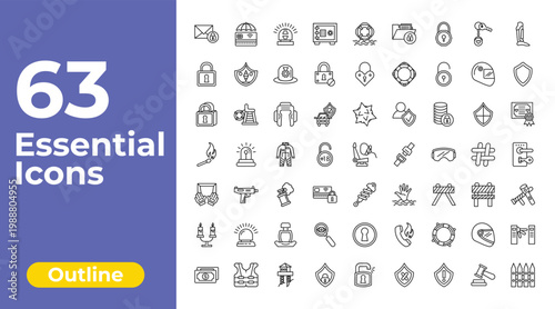 outline security icons set - safe box, padlocks, turnstiles. editable vector for web and mobile ui