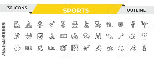 outline sports icons set - surf sea, scoreboard, kendo. editable vector for web and mobile ui