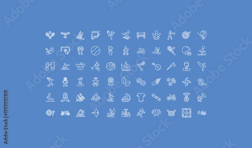 outline sports icons set - work bench, skating, motor sports. editable vector for web and mobile ui