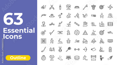 outline sports icons set - sport trophy, rinkball, batter. editable vector for web and mobile ui