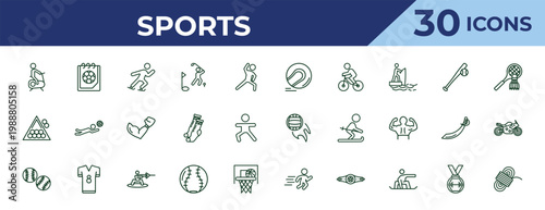 outline sports icons set - hurling, snooker, baseball ball. editable vector for web and mobile ui