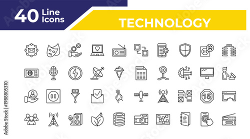 outline technology icons set - world news, client, customers. editable vector for web and mobile ui