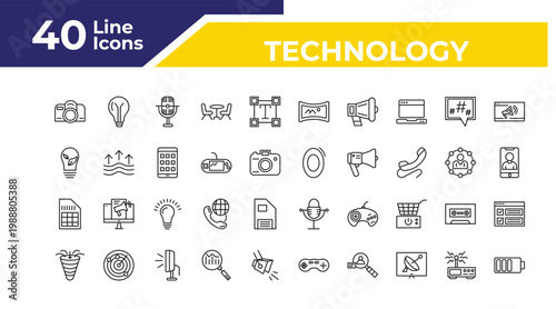 outline technology icons set - ecologic bulb, big, sales funnel. editable vector for web and mobile ui