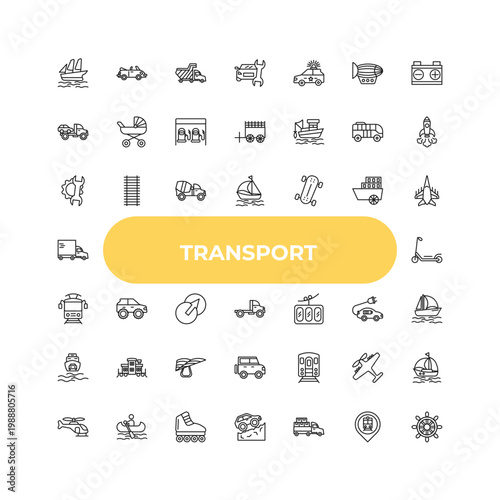 outline transport icons set - repair, all terrain vehicle, . editable vector for web and mobile ui
