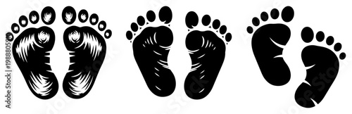 Set of Human Footprints and Bare Feet Tracks, Walking Path and Tracking Steps Concept Illustration