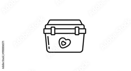 Cooler box with heart icon, portable ice chest for outdoor activities, travel, and picnics