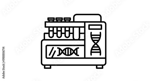 DNA Sequencer Machine Icon: Genetic Research, Biotechnology, and Laboratory Equipment