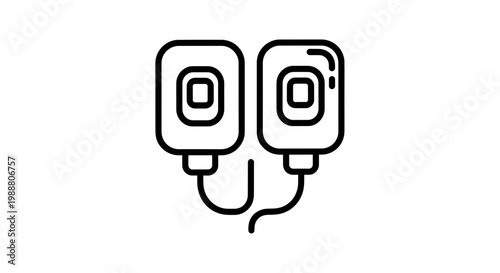 Electrodes for medical stimulation, TENS unit pads, physiotherapy, pain relief, healthcare icon