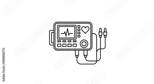 Electrocardiogram Machine Icon: Heartbeat Monitor, Medical Device, Health Care