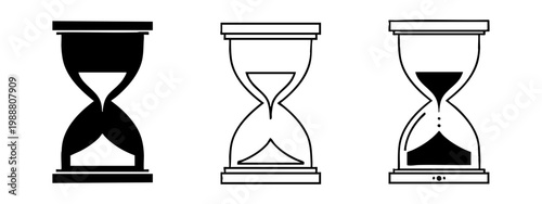 Hourglass icons set representing time and countdown in different styles