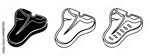 T-Bone Beef Steak Raw and Grilled Icon Set