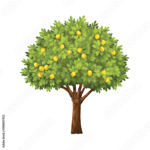Vibrant lemon tree with lush green foliage gently swaying in the breeze captures the essence of summer growth in this high quality motion animation digital video footage file.