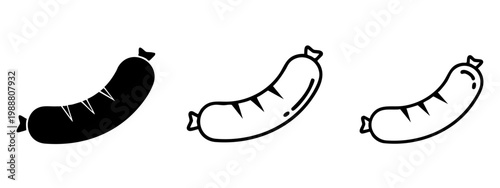 Grilled Sausage and Bratwurst Meat Icon Set