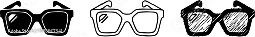 Square Frame Sunglasses and Eyewear Icon Set