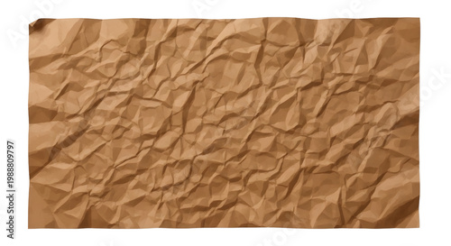 Brown Crumpled Paper Texture transparent Background Vector Illustration