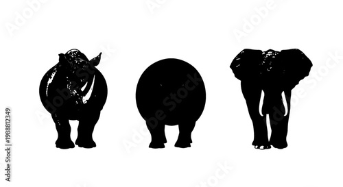 A black silhouette of an elephant on transparent background