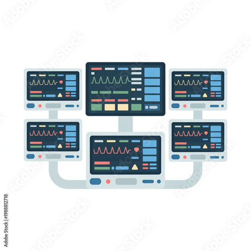 Smart ICU Monitoring System Vector Illustration