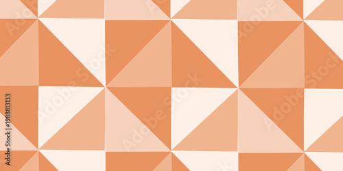 Apricot crush monochrome geometric seamless mosaic pattern with triangles, vector