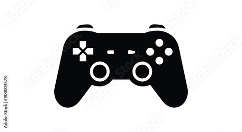 Black and white gaming controller icon simple vector illustration