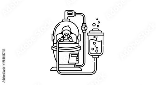 Baby in incubator with medical equipment, life support, healthcare, neonatology concept