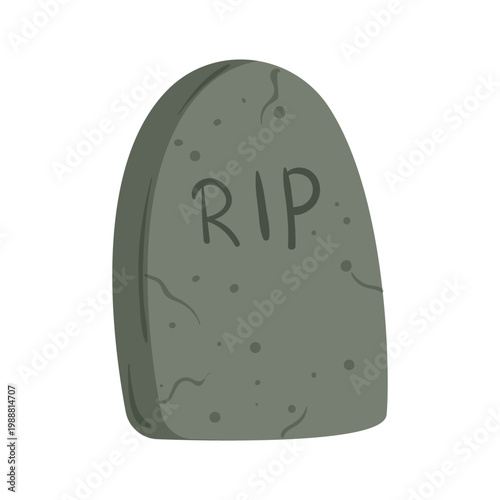 Bild auf Leinwand Vector illustration of a gray gravestone with RIP text, designed for Halloween decor, spooky scenes, party invitations, and cemetery themed graphics