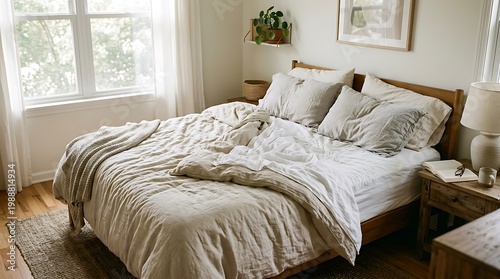 Unmade Bed Natural Lifestyle Home Scene