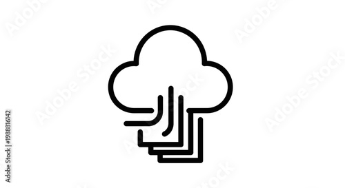 Cloud Computing Data Transfer Icon, Digital Information Storage and Network Connection