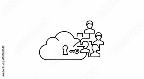 Cloud Security and Access Control: Key, Lock, and User Icons Connected