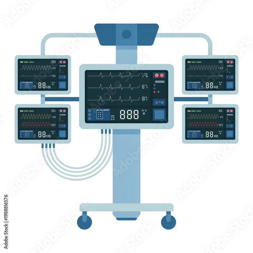 Smart ICU Monitoring System Vector Illustration