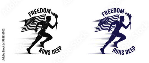 Independence day usa patriotic silhouette of a person waving the american flag