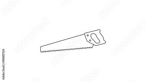 Tableau sur toile Minimalist black line vector icon of a traditional handsaw isolated on a white background