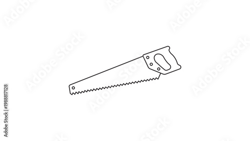 Photos Minimalist black line vector icon of a traditional handsaw isolated on a white background