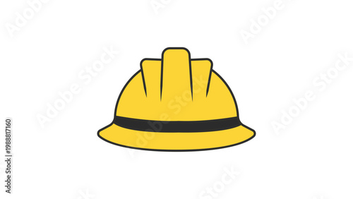 Yellow hard hat vector icon illustration of a construction safety helmet for industrial workers, engineers, and builders, featuring a clean minimalist flat design for site safety and protection.