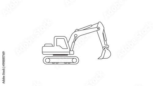 Foto Minimalist black line vector icon of an excavator on a white background