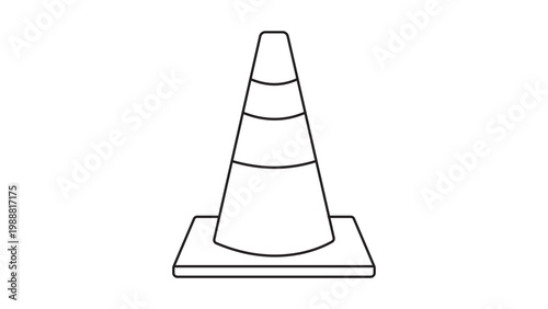 Foto Minimalist black line vector icon of a traffic cone on a white background, representing road safety, construction zones, and traffic control