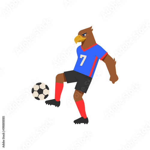 Skillful Eagle Mascot Soccer Player Juggling a Football with Expertise
