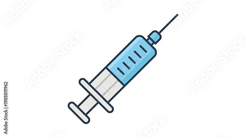 Medical syringe vector icon illustration for healthcare, vaccination, and medicine. Modern flat design of a hypodermic needle on a white background, ideal for medical apps, clinics, and science.