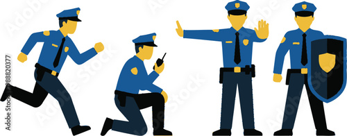 Police officers demonstrate different tasks during their daily security operations.